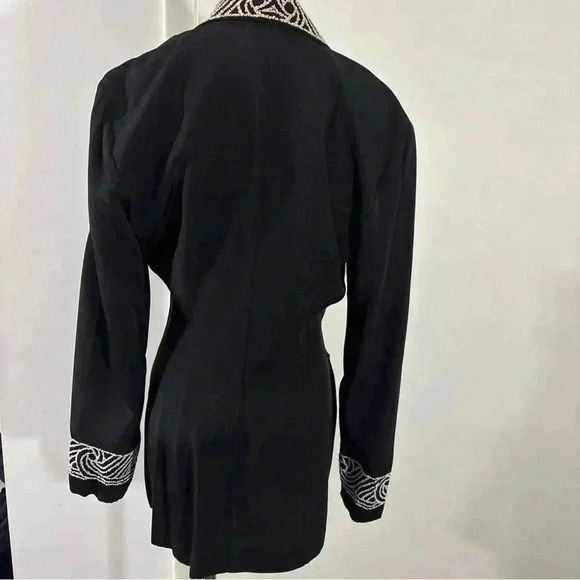 Dani Michaels 80s Black Double Breasted Beaded Blazer Women Size 5/6 Made In USA - Picture 6 of 9